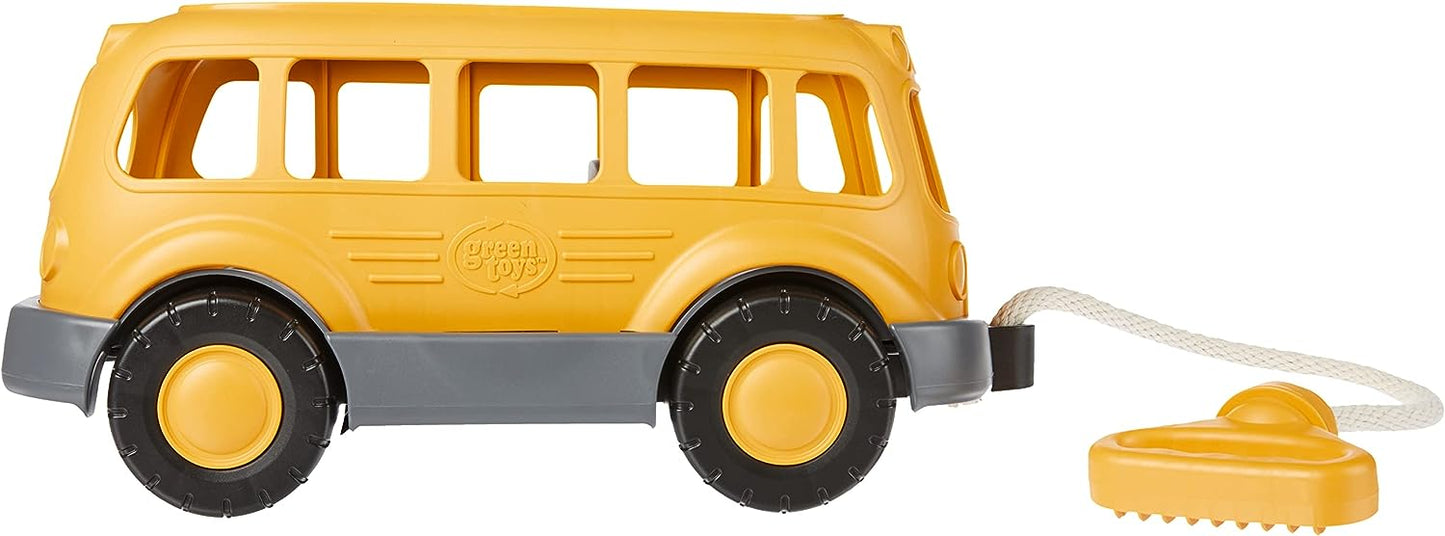 Green Toys Eco-Friendly School Bus Pull Wagon for Toddlers