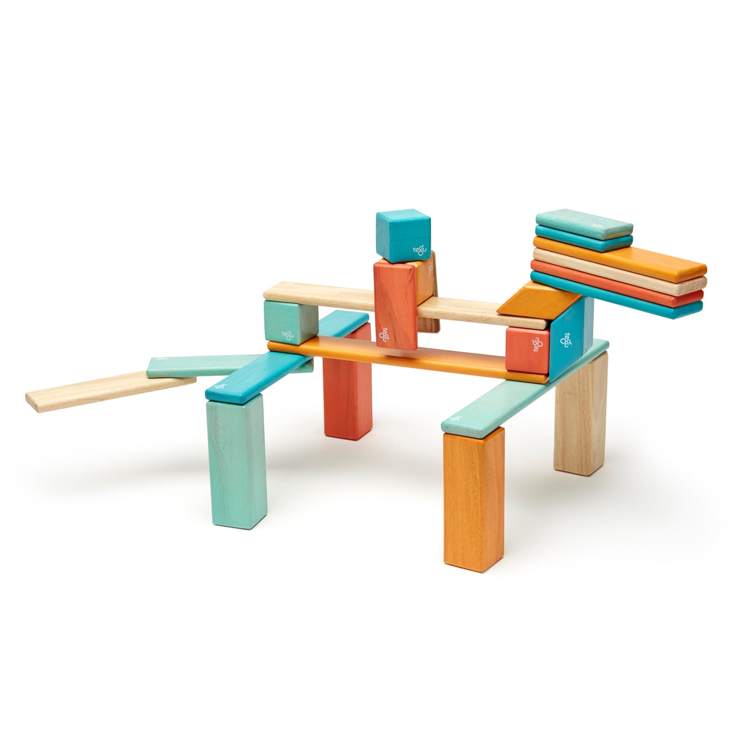 Tegu Magnetic Wooden Blocks, 24-Piece Set, Sunset