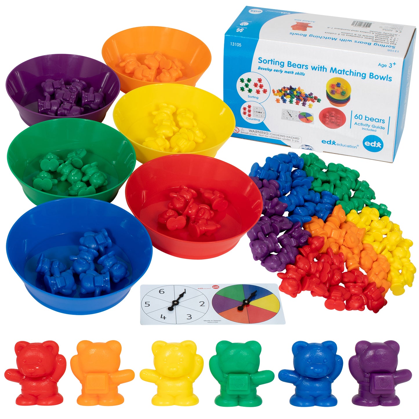 edxeducation Counting Bears with Matching Bowls - Educational Sorting and Counting Toy Set