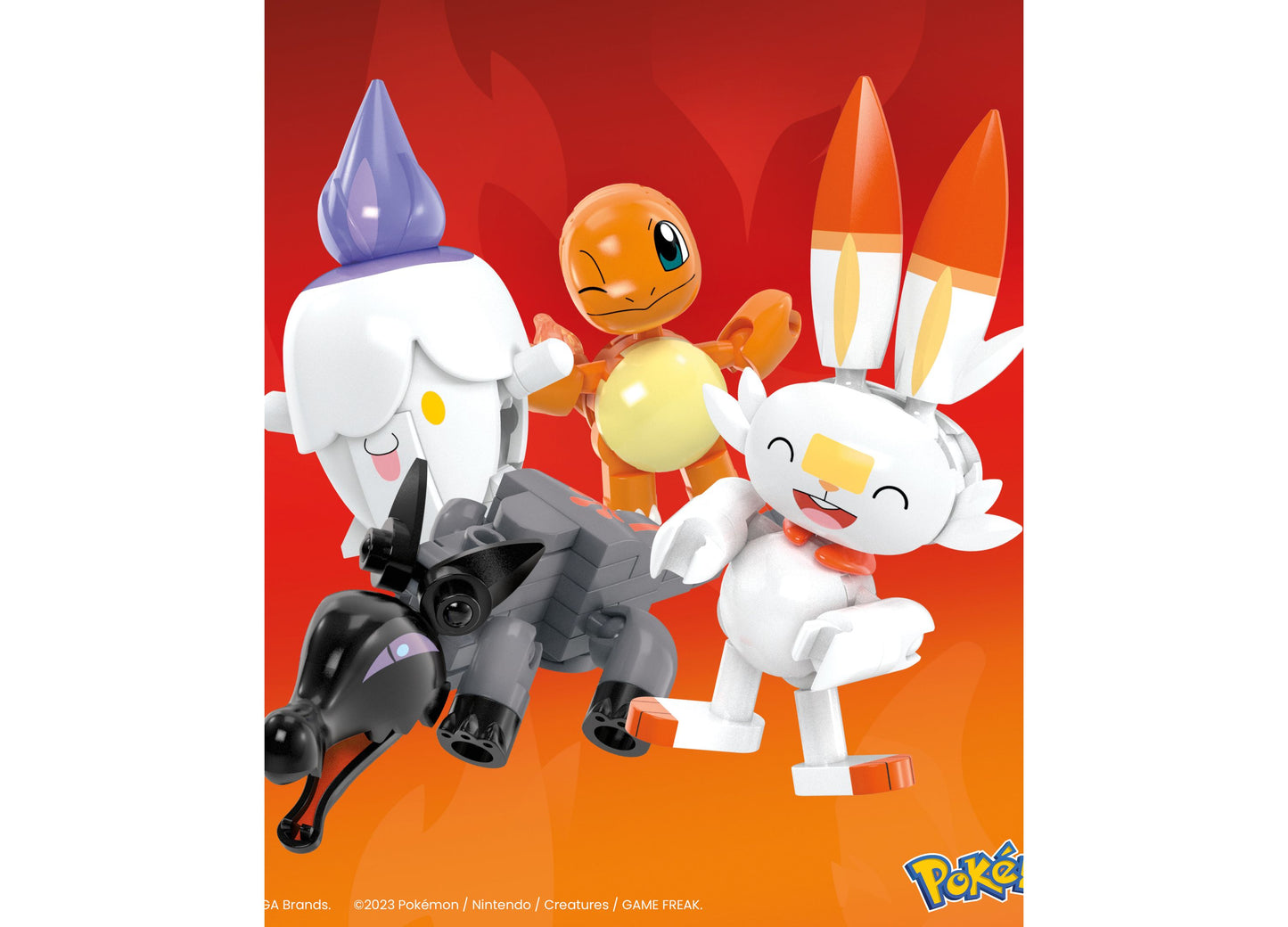 Pokemon MEGA Fire-Type Team Building Toy Kit, 4 Action Figures (105 Pieces) for Kids