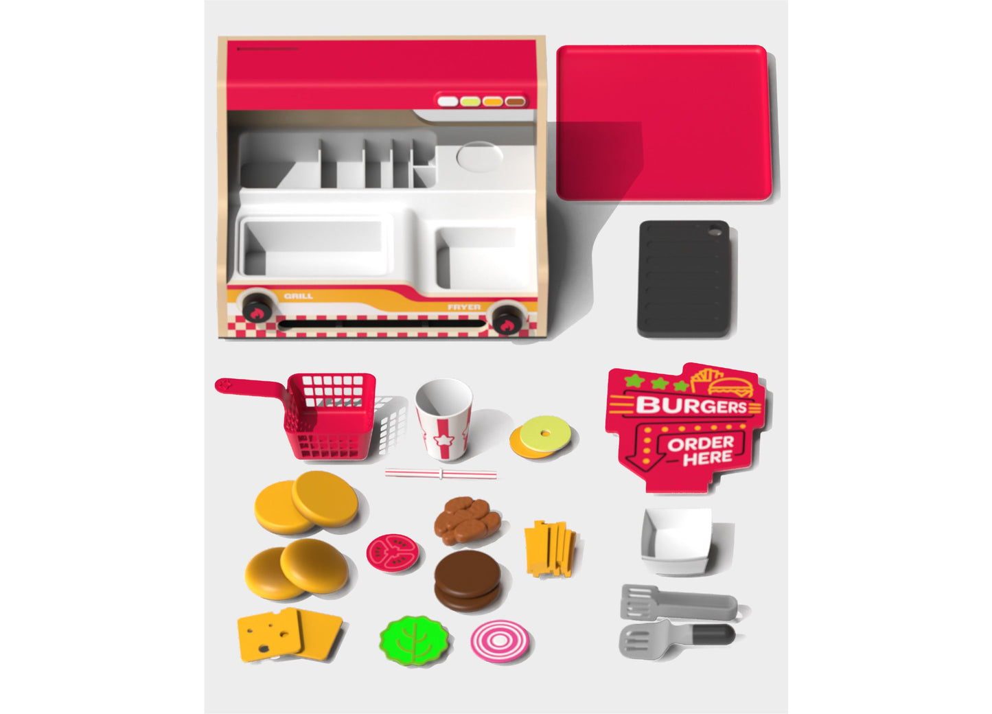 Geoffrey's Toy Box Grill Fry Burger Counter Playset