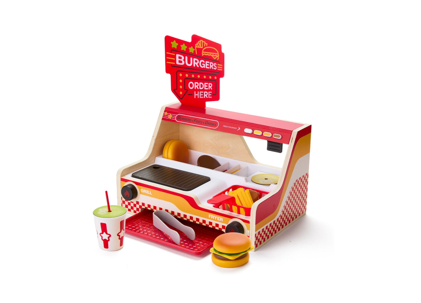 Geoffrey's Toy Box Grill Fry Burger Counter Playset