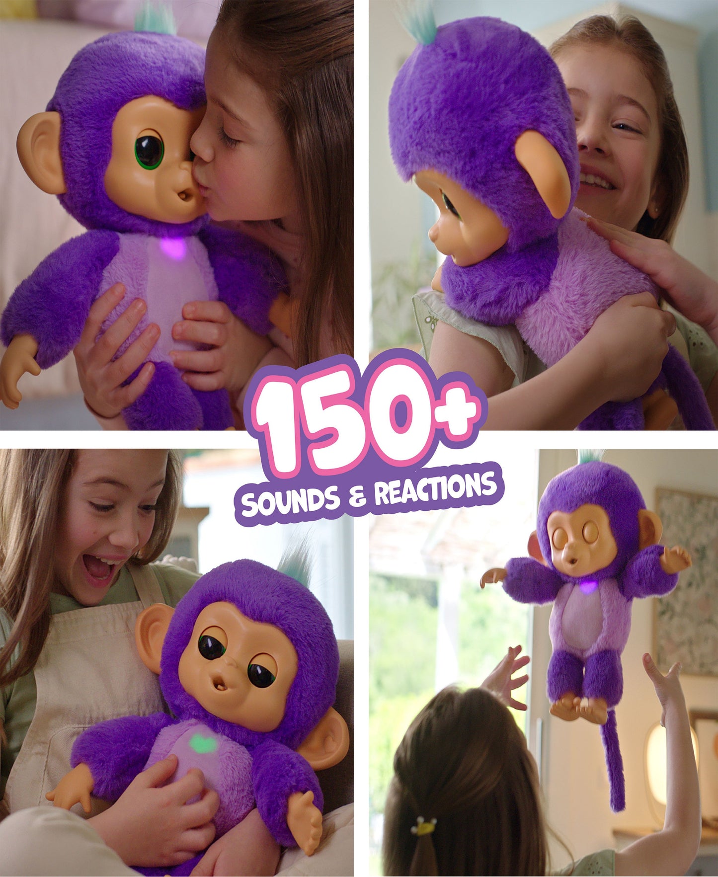 WowWee Care 'n' Cuddles Interactive Sunny Purple Baby Monkey