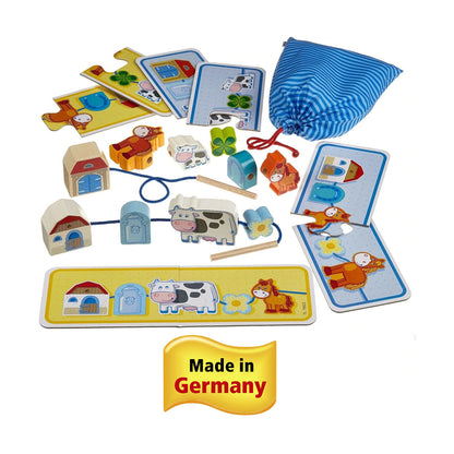 On the Farm Threading Game - Educational Wooden Toy for Toddlers