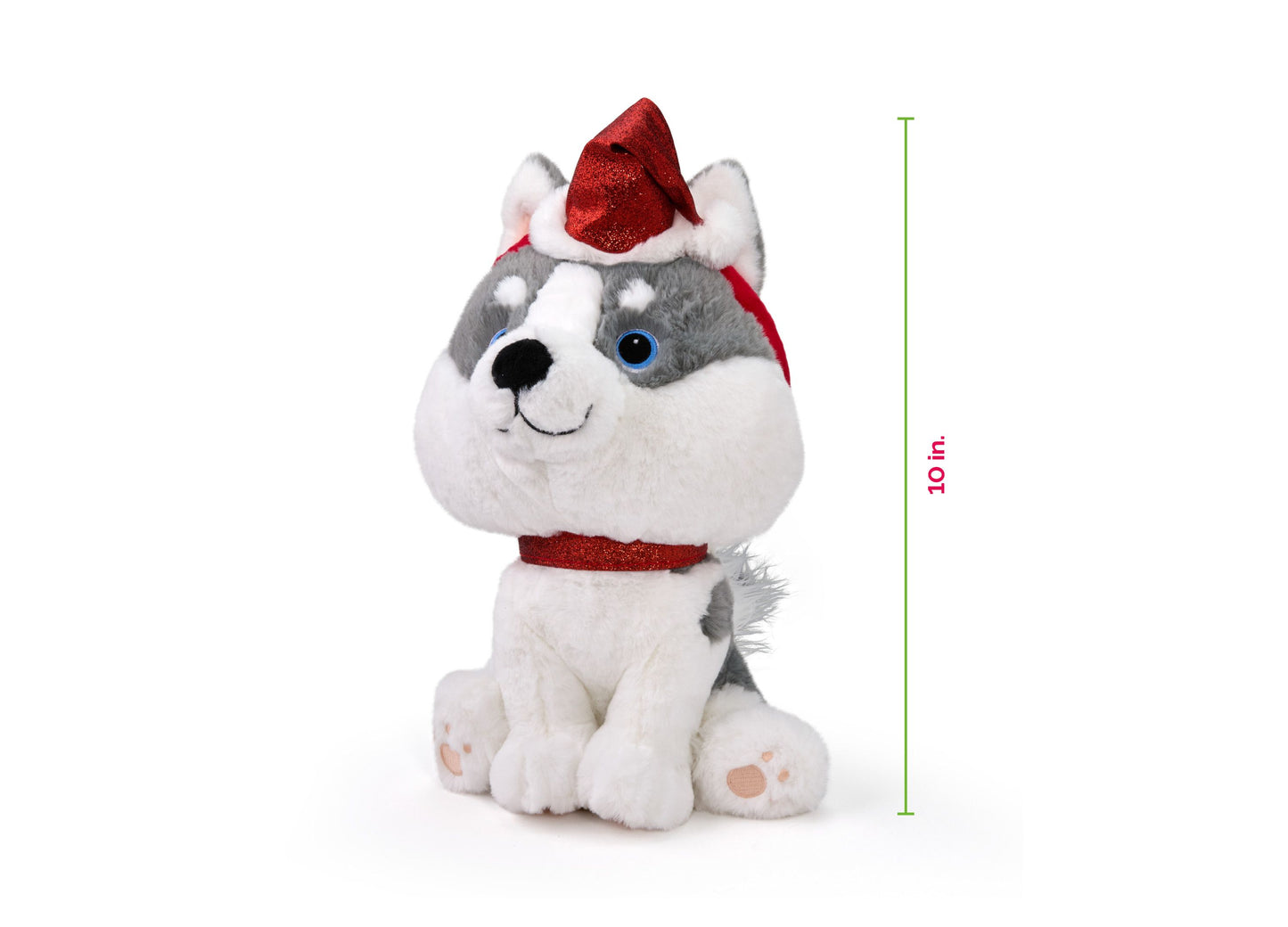 Geoffrey's Toy Box 10" Husky with Christmas Hat Plush Toy