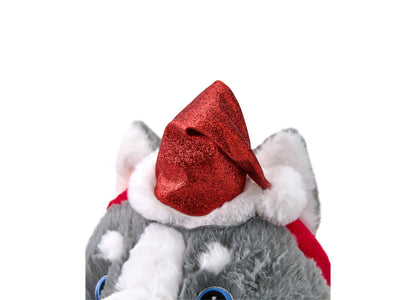 Geoffrey's Toy Box 10" Husky with Christmas Hat Plush Toy