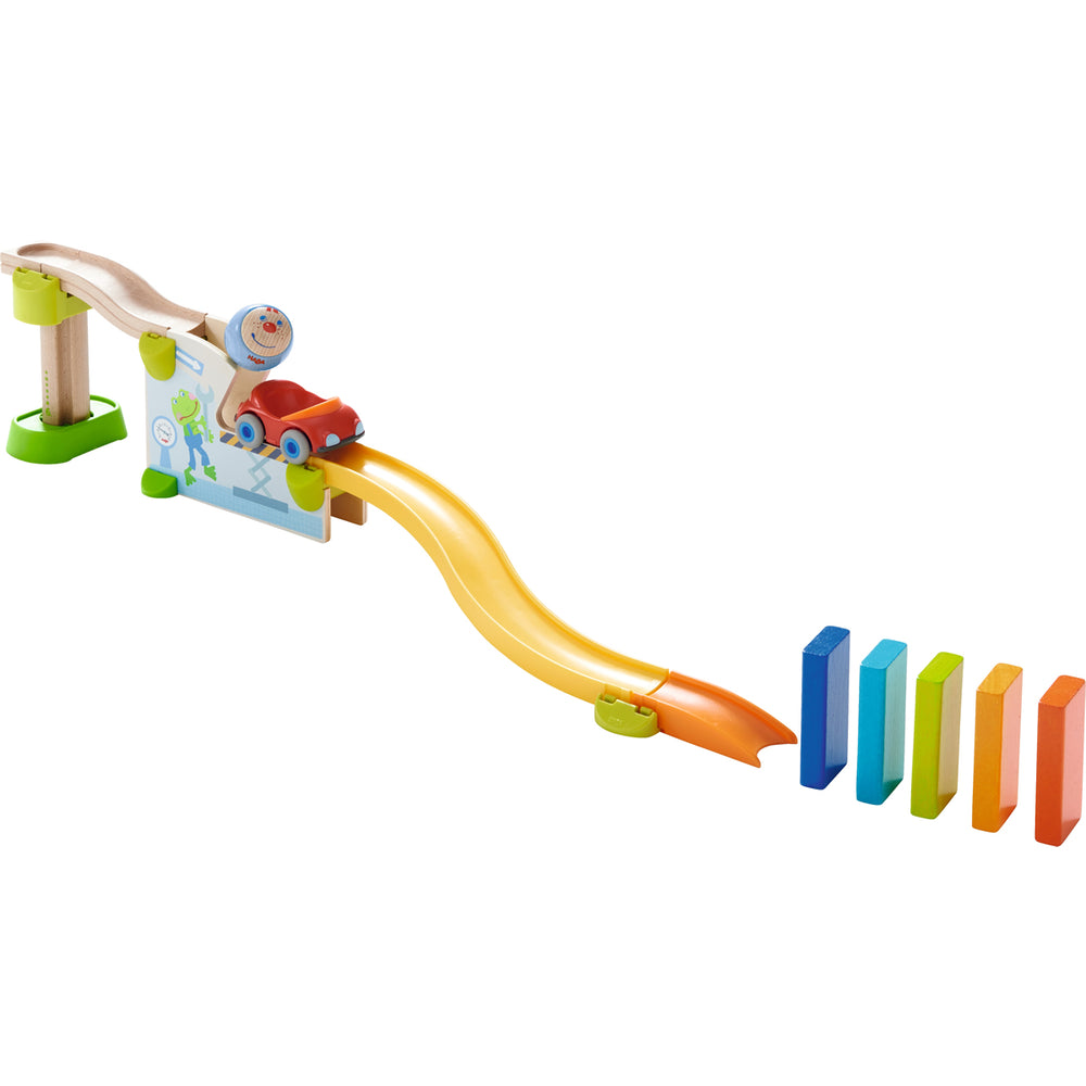 HABA Kullerbu Jump into Car Dominos Play Set - Interactive Track and Ball Set