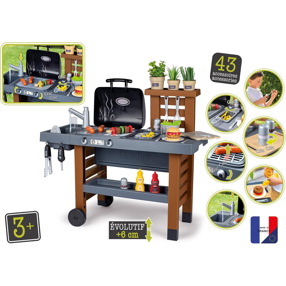 Smoby: Garden Kitchen - Toy Grill w/ 43 Food & Cooking Accessories, Kids 3+