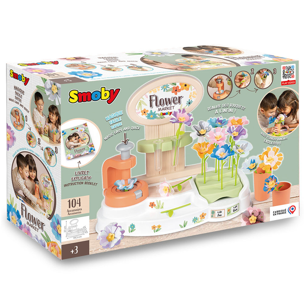 SMOBY Flower Market DIY Fabric Flower Bouquet Kit for Kids - 100 Piece Set