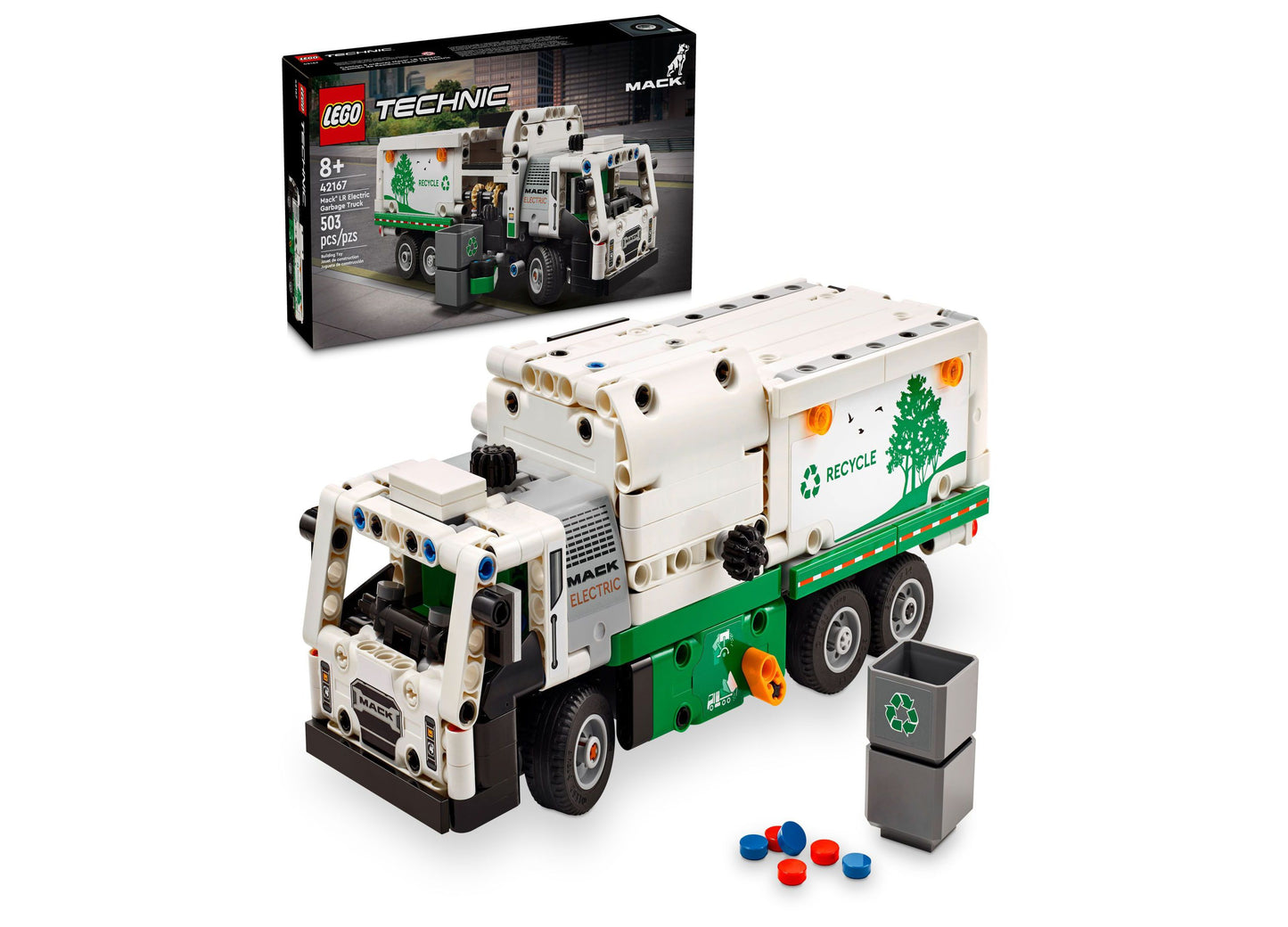 LEGO® Technic Mack LR Electric Garbage Truck Toy for Kids 42167, 503 Pieces