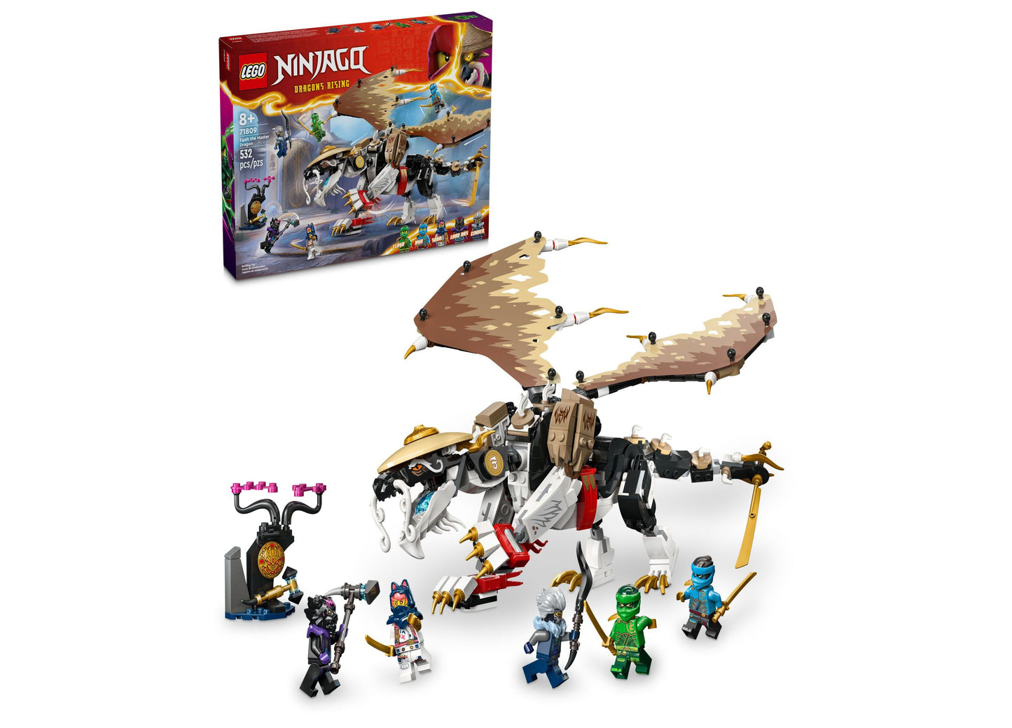 LEGO® NINJAGO Egalt the Master Dragon Hero Toy 71809, 532 Pieces