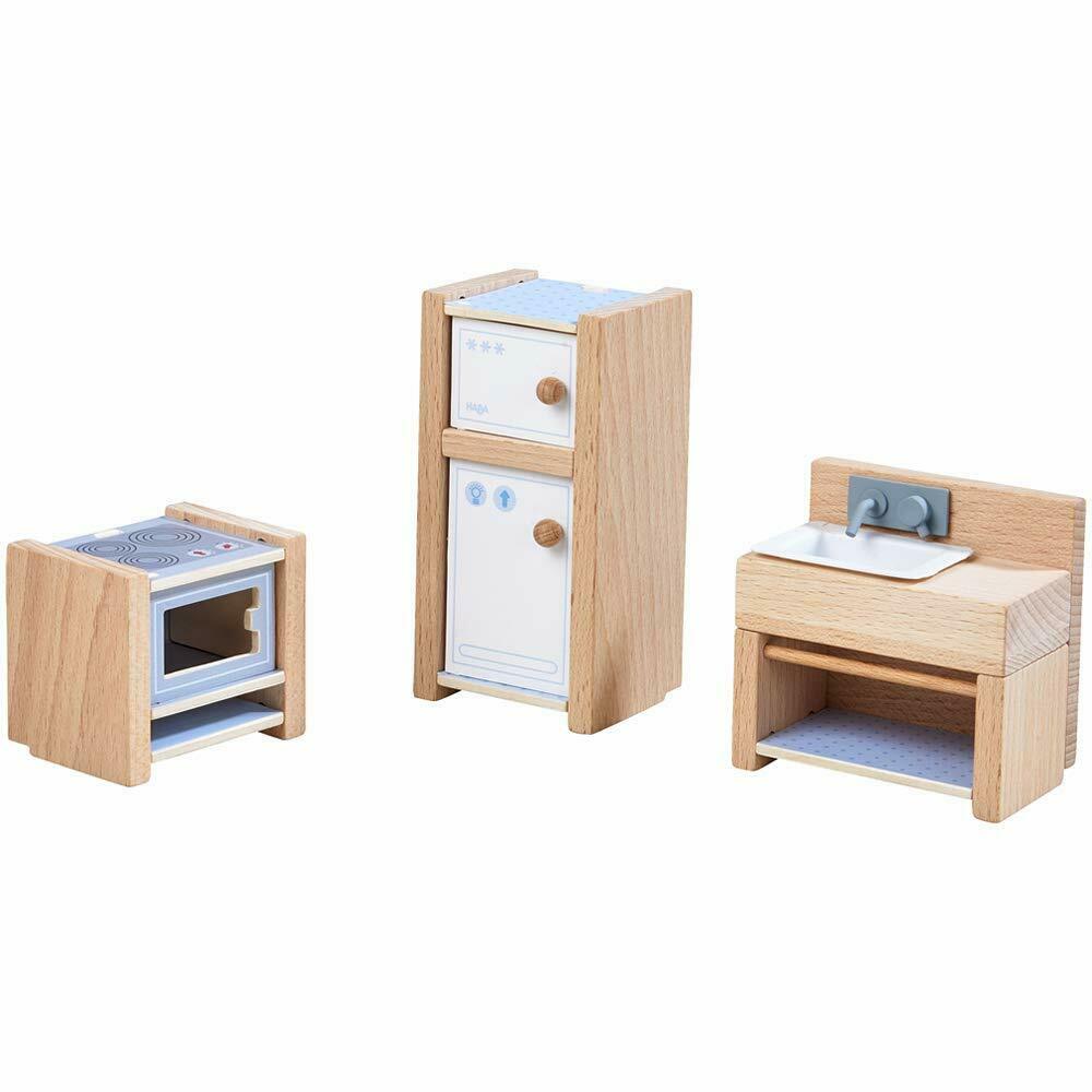 HABA Little Friends Kitchen Room Set - Colorful Wooden Playset