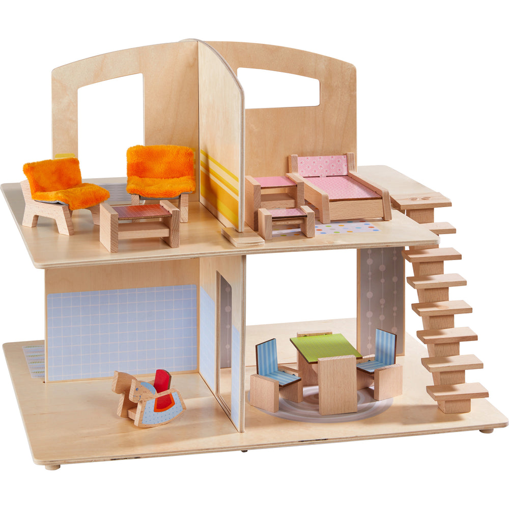 HABA Little Friends Town Villa Dollhouse with Furniture