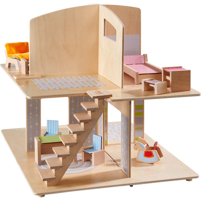 HABA Little Friends Town Villa Dollhouse with Furniture