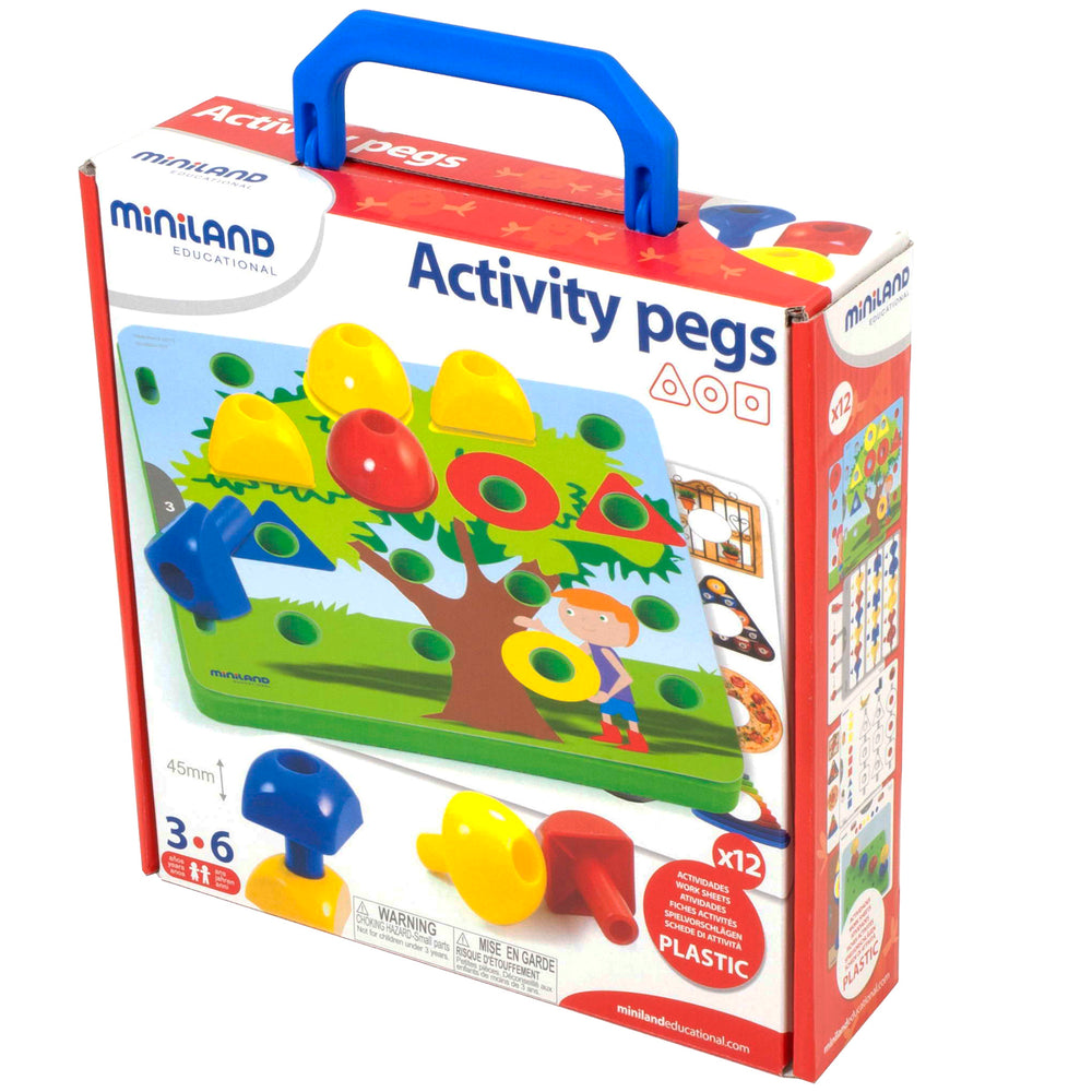 Miniland Educational Activity Pegs Set - 30 Pieces - Color & Shape Recognition