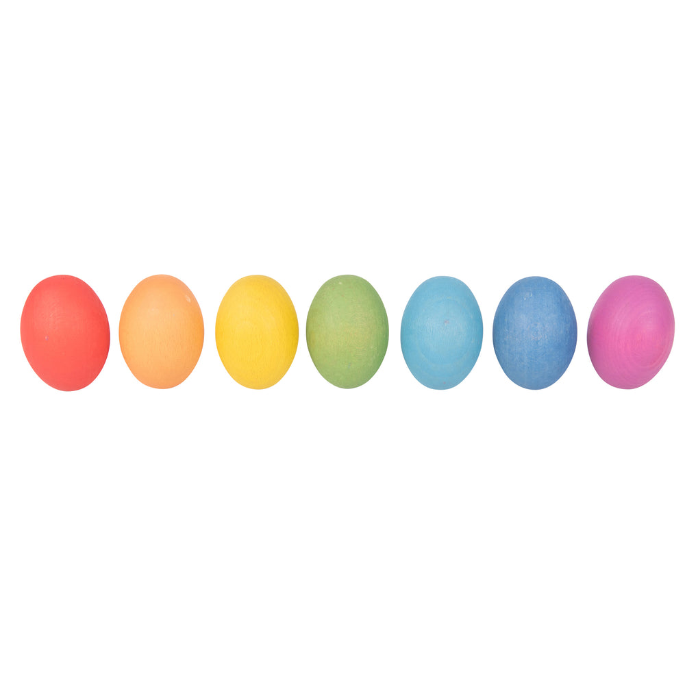 TickiT Rainbow Wooden Eggs - 7 Colorful Sensory Play Set