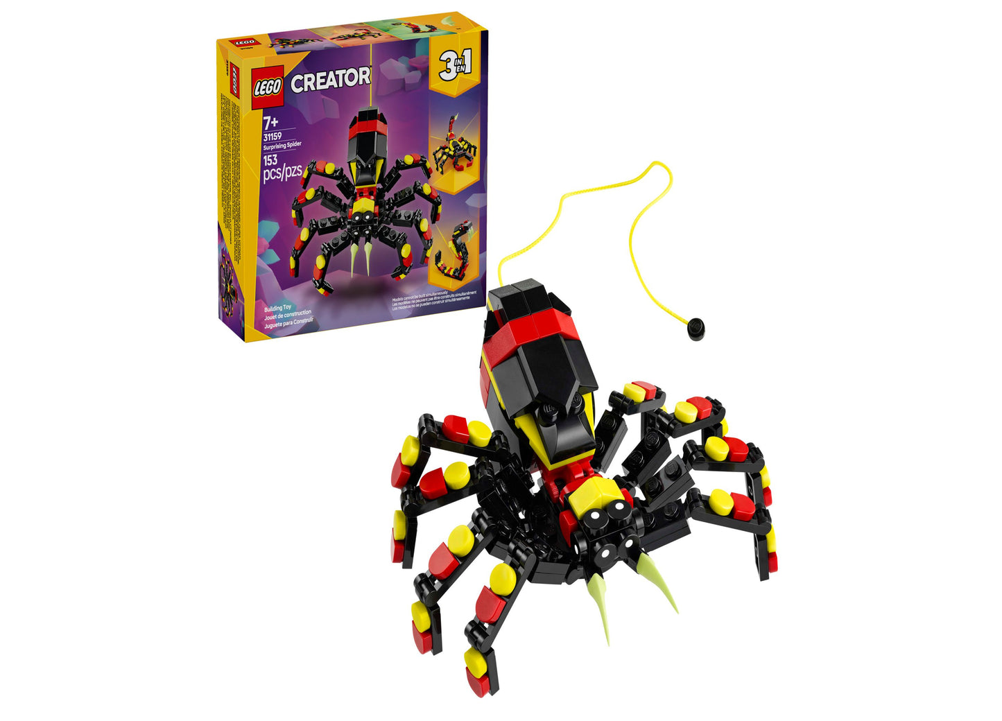 LEGO® Creator 3 in 1 Wild Animals Surprising Spider Building Toy 31159, 153 Pieces