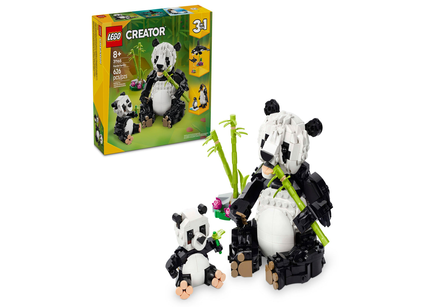 LEGO® Creator 3 in 1 Wild Animals Panda Family Building Toy 31165, 626 Pieces