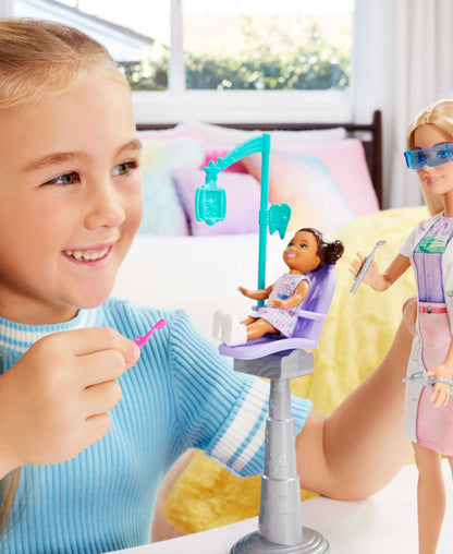 Barbie Dentist Playset with Blonde Doll, Kid Patient, and Dental Accessories