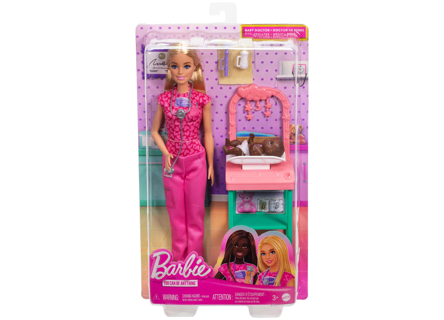 Barbie Baby Doctor Playset with Blonde Fashion Doll, Examination Table, and Accessories