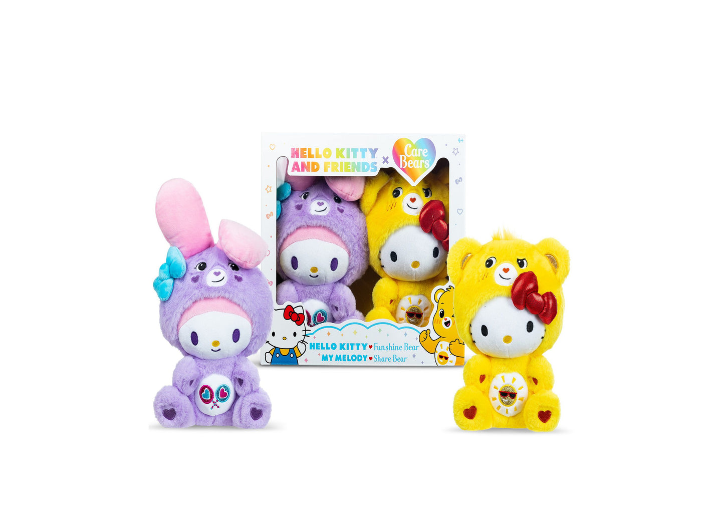 Hello Kitty X Care Bears 10 inch Plush Duo - Funshine & Share Bears