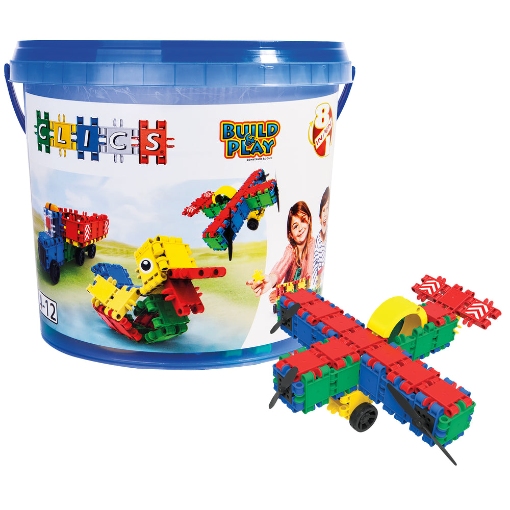 Clics Toys CLICS, 175-Piece Creative Building Bucket