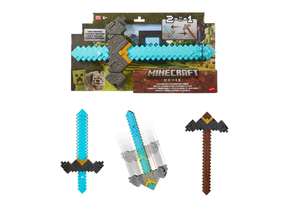 Minecraft Movie Edition - Click & Switch 2-in-1 Sword and Pickaxe