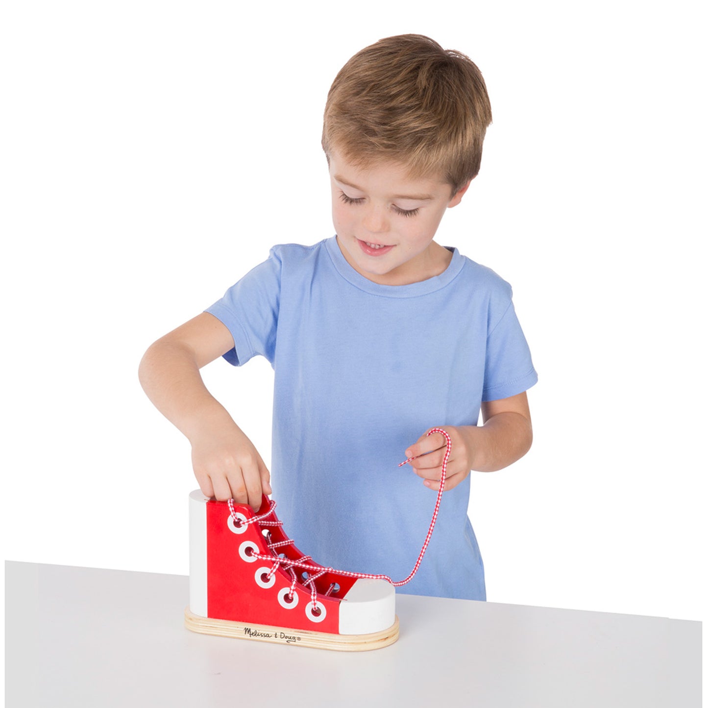 Melissa & Doug Wooden Lacing High-Top Sneaker - Educational Toy