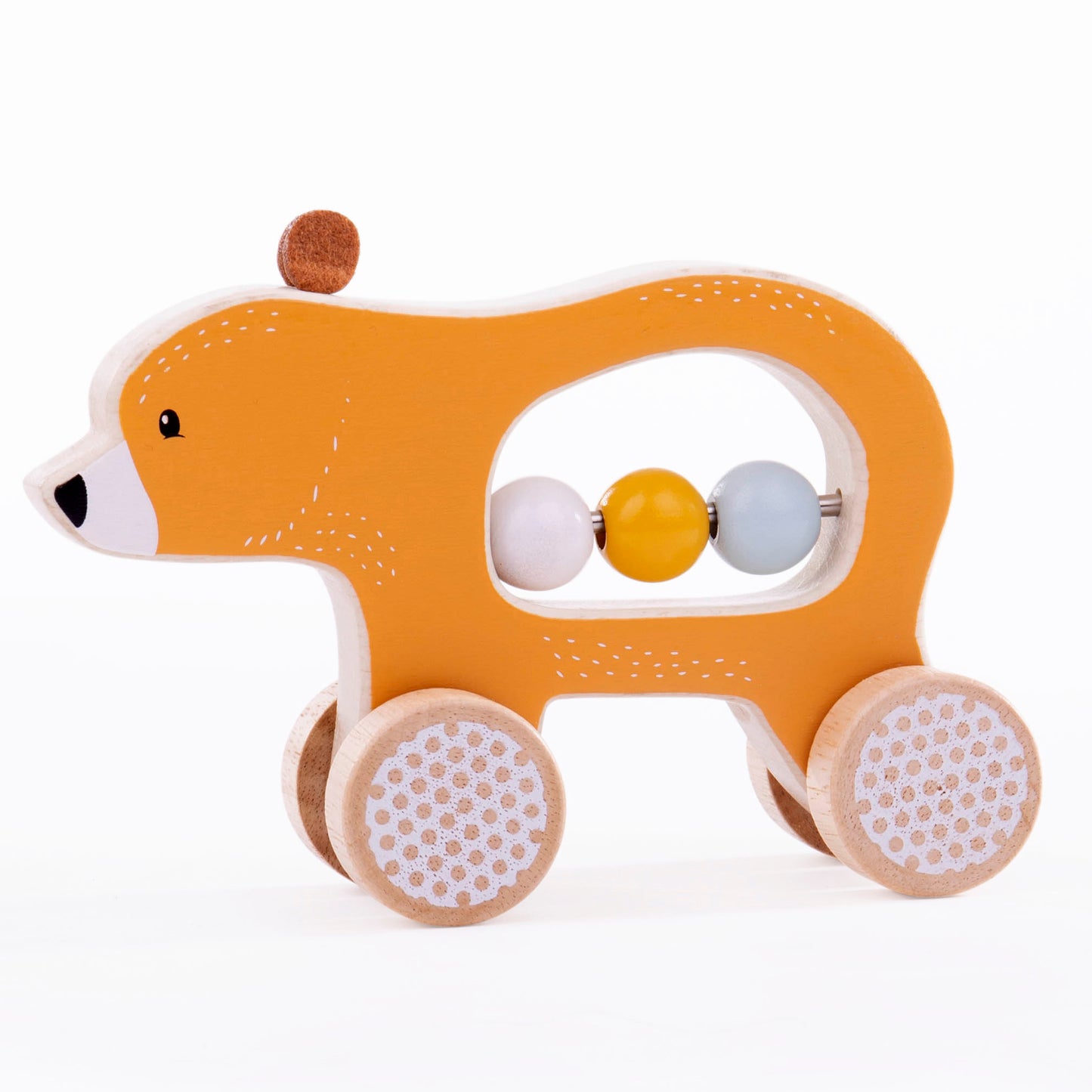 Bigjigs Toys Push Along Bear ‚Äì Safe and Engaging Wooden Toy for Infants