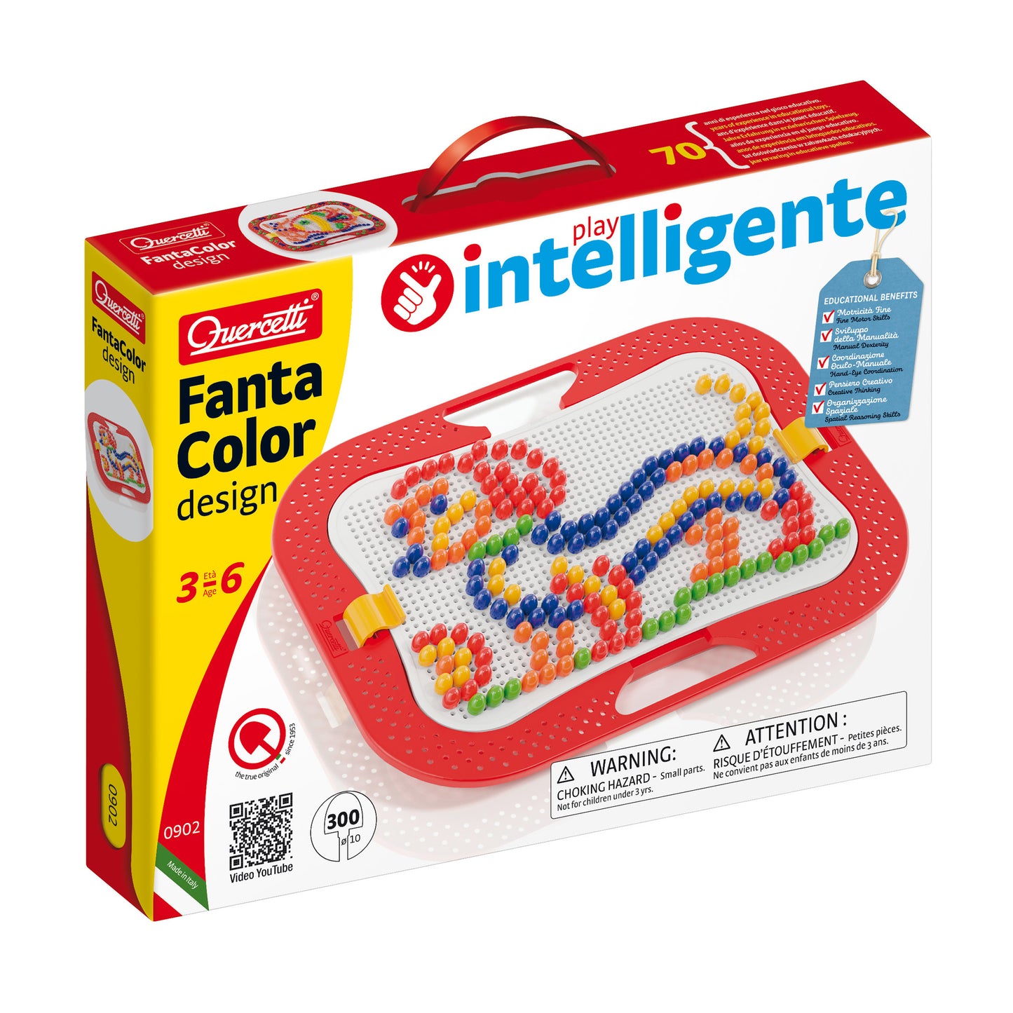 Quercetti FantaColor Portable Design Mosaic Pegboard Set for Kids