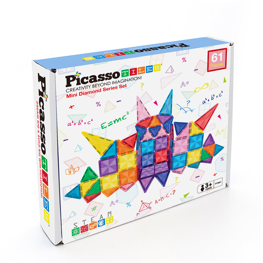 PicassoTiles Mini Diamond 61-Piece Magnetic Building Tile Set