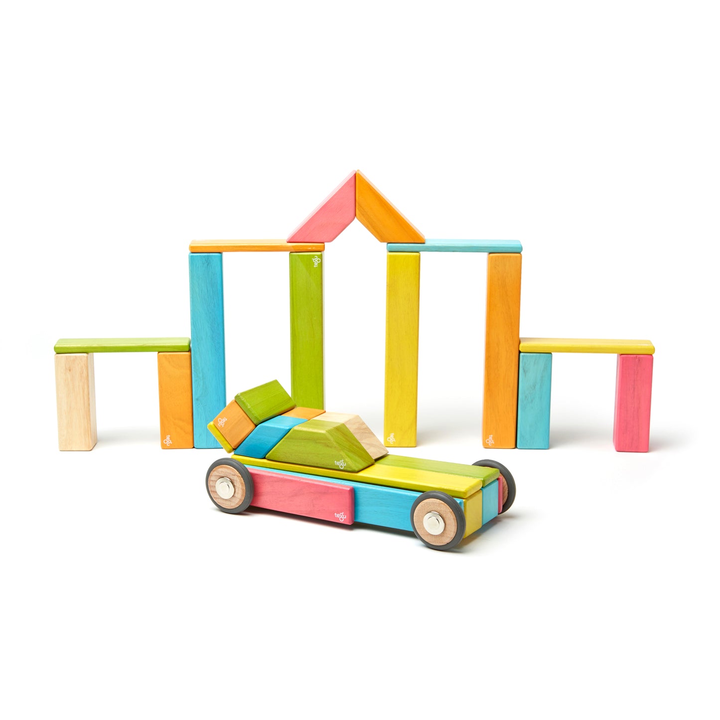 Tegu Magnetic Wooden Blocks, 42-Piece Set, Tints