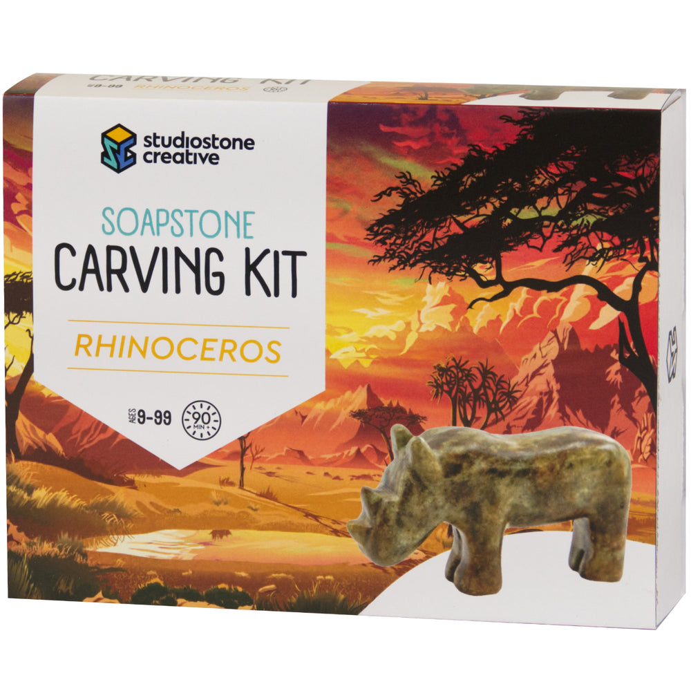 Studiostone Creative Rhino Soapstone Carving Kit - Art Sculpting Set