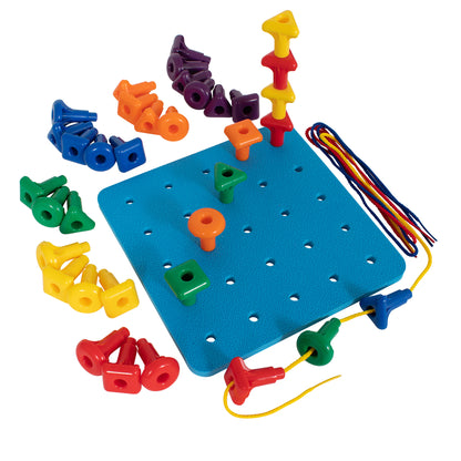 edxeducation Stacking Shape Pegs & Pegboard Set - Colorful Educational Toy