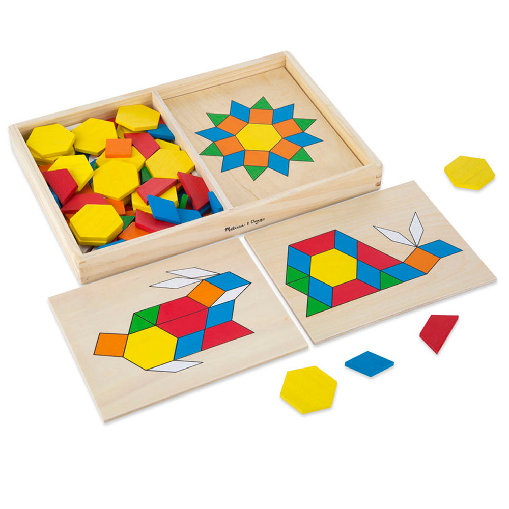 Melissa & Doug Wooden Pattern Blocks & Boards - Creative Colorful Educational Toy