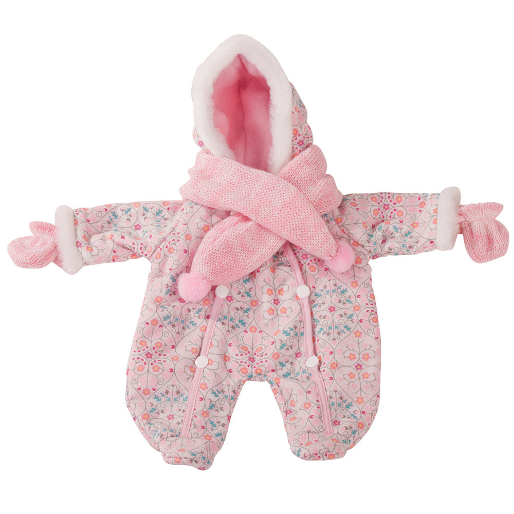 Gotz Floral Cotton Winter Snow Suit with Pink Fur Lining for 13" Dolls