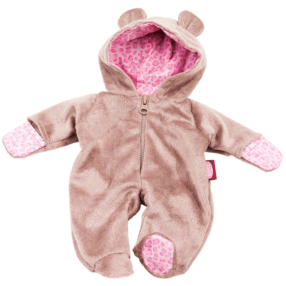 Gotz Teddy Bear Costume Pajama Sleeper for Dolls, 12"-13", with Padded Feet