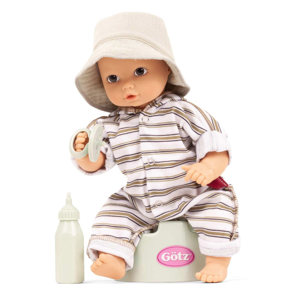 Gotz 13-inch Aquini Girl Potty Baby Doll - Urban Stripes Waterproof