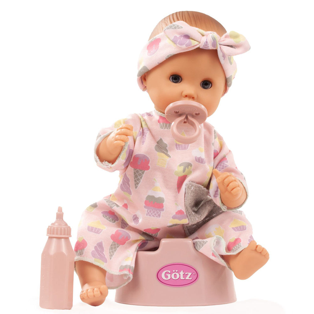 Gotz Sleepy Aquini Popsicle - 13 in Drink & Wet Bath Baby Doll with Potty, Bottle, and Pacifier