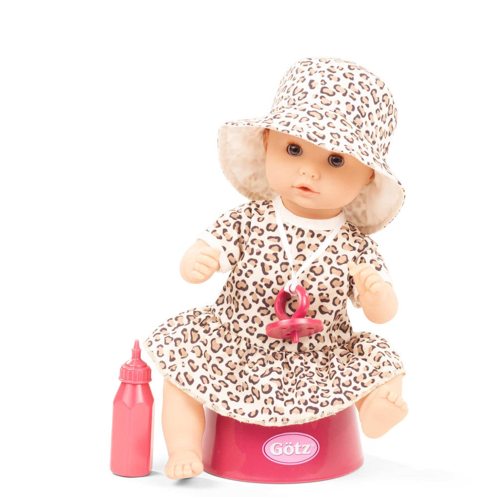 Gotz 13 inch Aquini Girl Potty Baby Doll - Spotted Cat Waterproof Doll