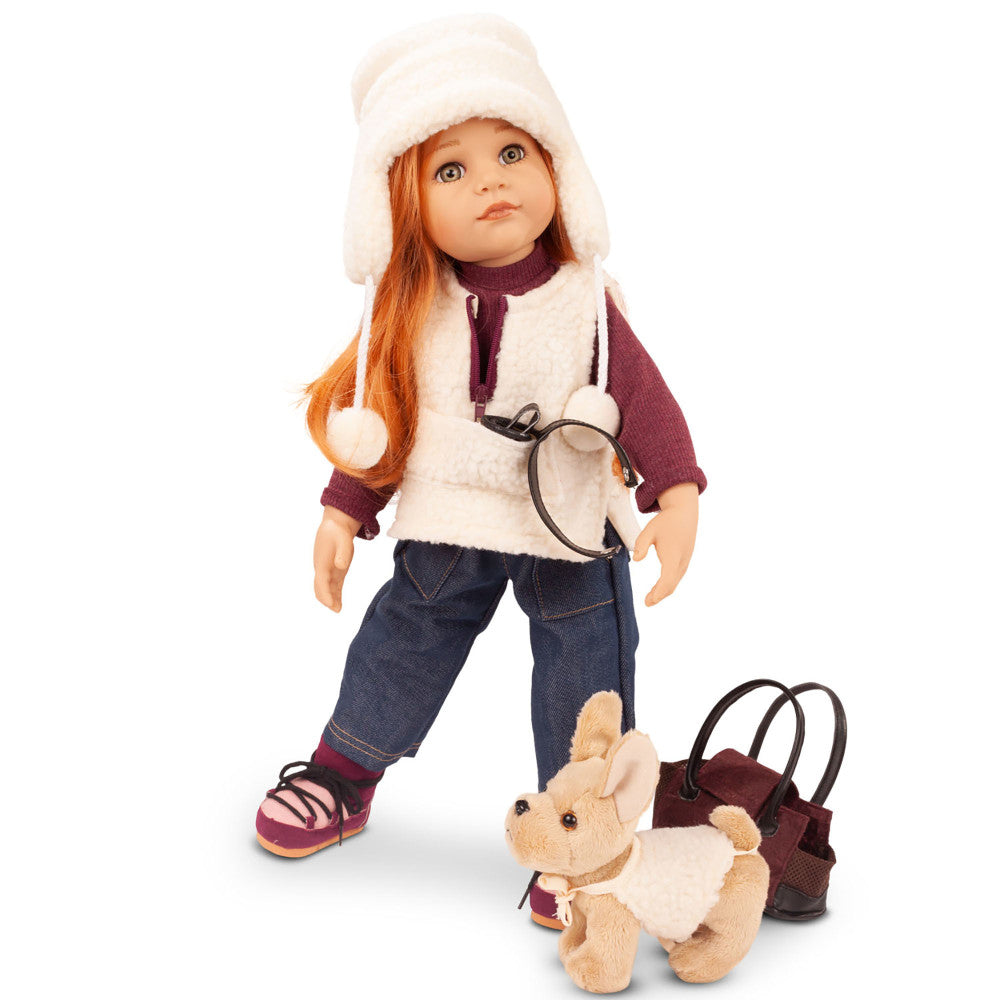 Gotz 19-inch Hannah Doll with Plush Dog - Multi-Jointed Playset
