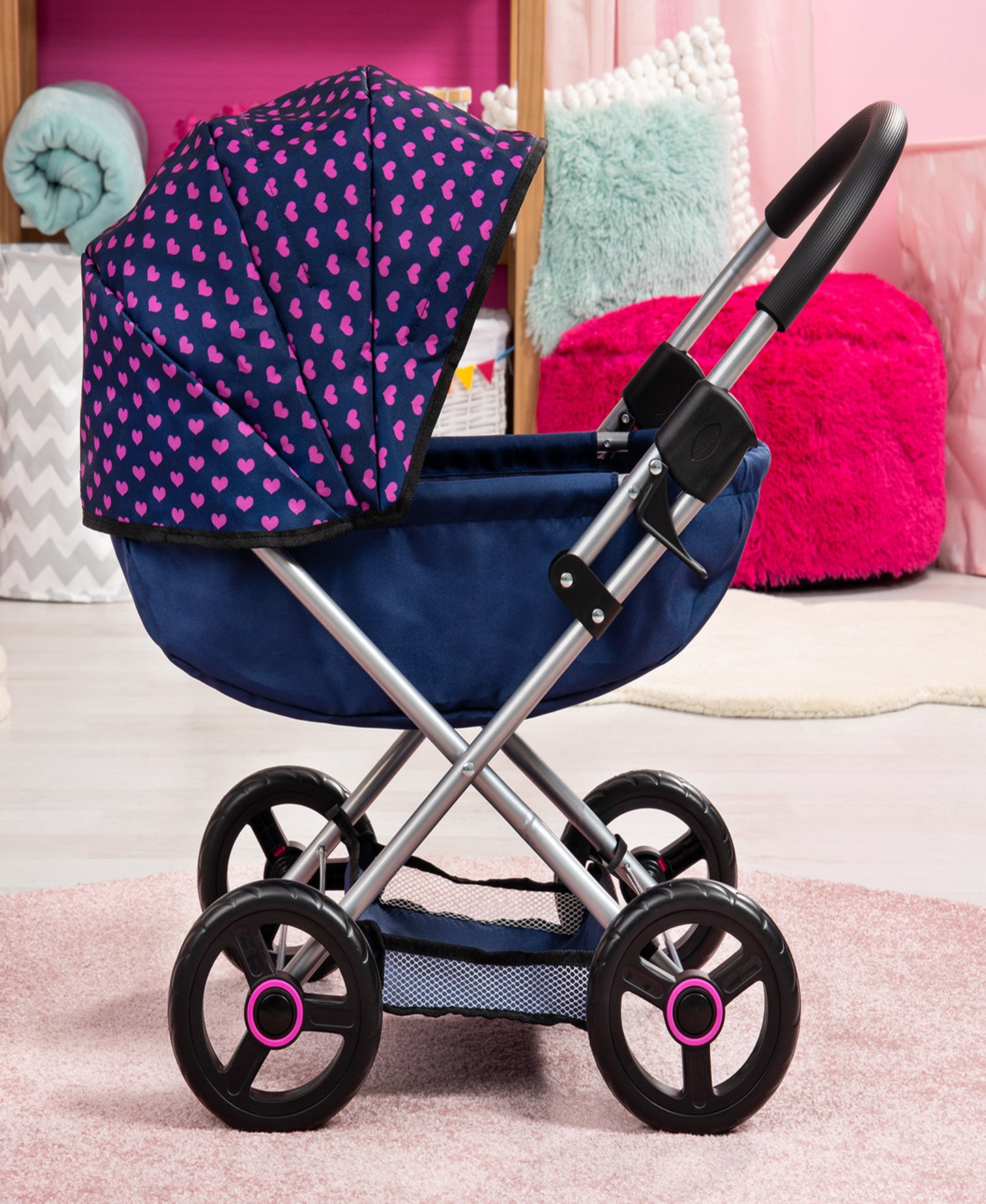 Bayer Design 4-in-1 Cosy Doll Pram Stroller Set, Blue/Purple - Fits 18" Dolls