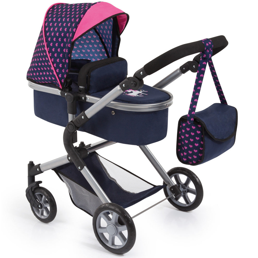 Bayer Design Neo City Combi Doll Pram, Convertible Jogger, Blue & Pink, Ages 3+