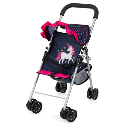 Bayer Design Dolls: Buggy Stroller with Unicorn Design, Blue and Pink Hearts, Ages 3+