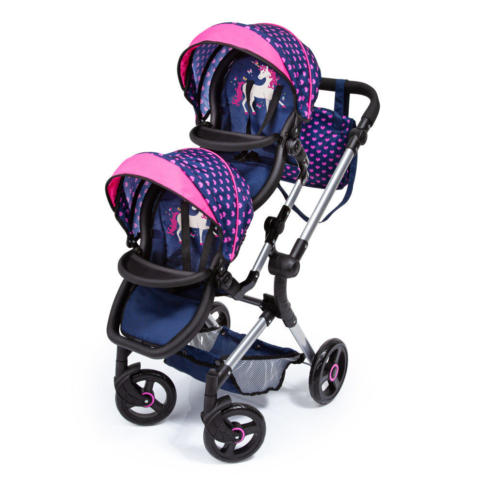 Bayer Twin Doll Pram Neo, Adjustable Tandem Stroller