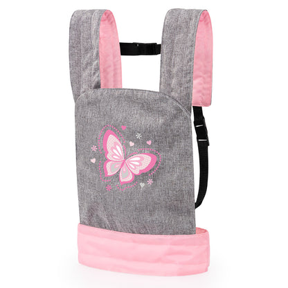 Bayer Design Doll Carrier, Adjustable Comfort - Grey, Pink, Butterfly