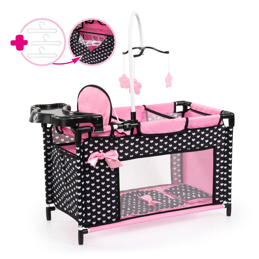 Bayer Design Doll Multi Bed Playset - Black, Pink Hearts, Ages 3+