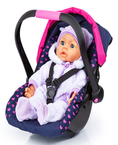 Bayer Design Deluxe Doll Car Seat with Canopy, Blue & Pink