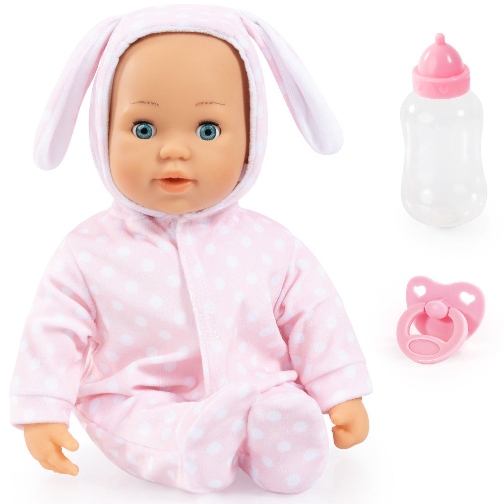 Bayer First Words Baby 15" Doll - Anna in Pink Bunny Outfit with 24 Sounds