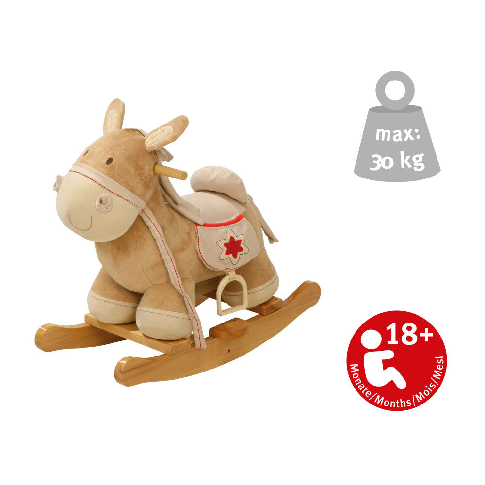 Roba Rocking Horse - Durable Wooden Rocker with Soft Plush Finish